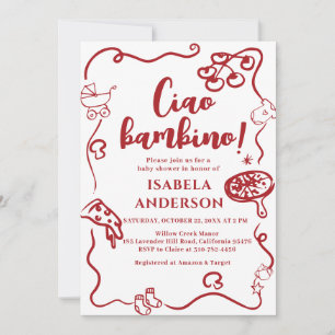 Invitation Fête Pizza, Ciao Bambino Baby Shower