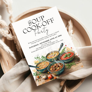 Invitation Fête Potluck Concours de Soupe Rustique