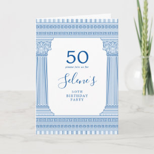 Invitation Fête pour un 50e anniversaire avec temple grec de