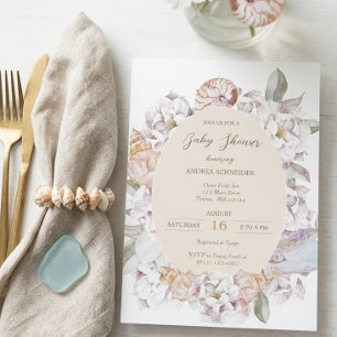 Invitation Fête Prénatale aux Coquillages et Fleurs de Style