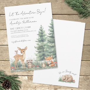 Invitation Fête Prénatale Aventure Animaux de la Forêt de Boi