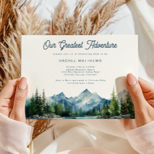 Invitation Fête Prénatale Aventure Rustique Forêt Montagne 
