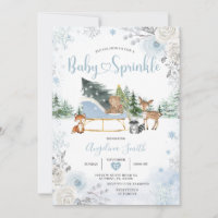 Fête Prénatale Bébé Animaux de l'Hiver Traîneau Bl