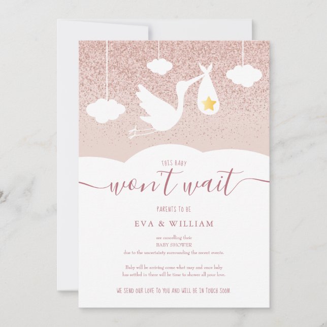 Invitation Fête Prénatale Bébé, Annulation de la Fête de la G (Devant)