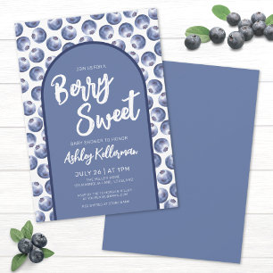Invitation Fête Prénatale Bébé Bleu Sucré aux Baies