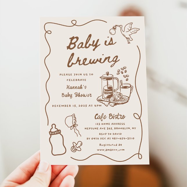 Invitation Fête Prénatale Bébé Café est en Route (Créateur téléchargé)