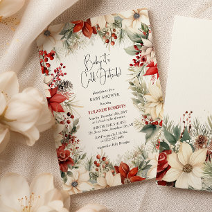 Invitation Fête Prénatale Bébé C'est Froid Dehors Florales Fe