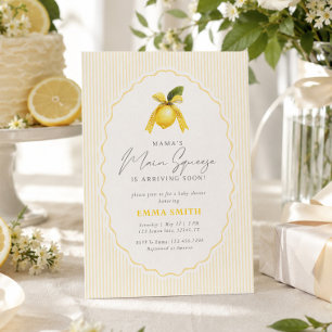 Invitation Fête prénatale bébé classique Preppy Lemon Main Sq