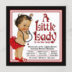 Invitation Fête Prénatale Bébé Coccinelle Rouge Fille Ethniqu