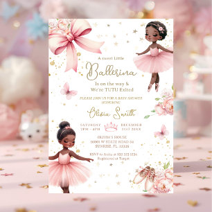 Invitation Fête Prénatale Bébé Danseuse Afro-Américaine Tutu