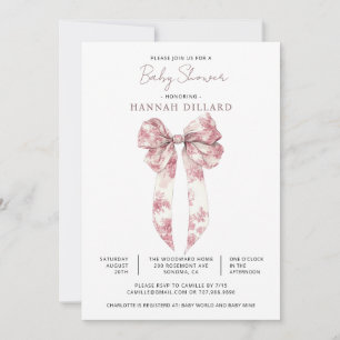 Invitation Fête Prénatale Bébé Fille Arc-en-Ciel Rose Toile d