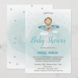 Invitation Fête Prénatale Bébé Fille Lion Avion