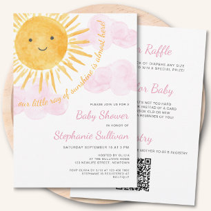Invitation Fête Prénatale Bébé Fille Thème Soleil Code QR Tou