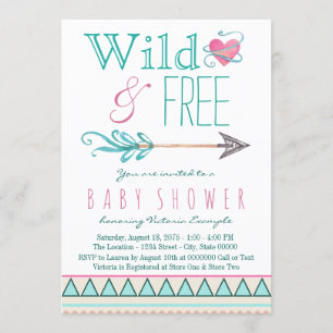 Invitation Fête Prénatale Bébé Fille Tribale Bohème Flèche