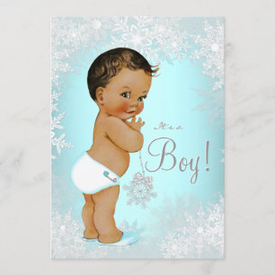 Invitation Fête Prénatale Bébé Flocon de Neige Merveilleux Hi