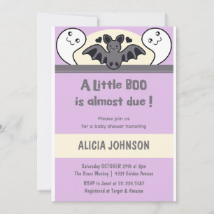 Invitation Fête prénatale bébé Halloween Chauve-souris volant