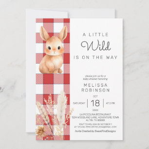Invitation Fête Prénatale Bébé Lapin de la Forêt Pampas Autom