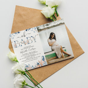 Invitation Fête prénatale bébé 'Oh Baby' sous l'océan avec ph
