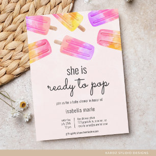 Invitation Fête Prénatale Bébé Popsicle Rose Prêt à éclater