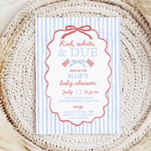 Invitation Fête Prénatale Bébé Rouge Blanc et Impayable