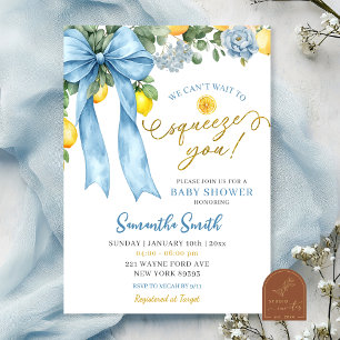 Invitation Fête Prénatale Bleu Bow Ne Peut Pas Attendre De Vo