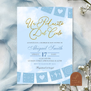 Invitation Fête prénatale Blue Spanish morceau de ciel bébé