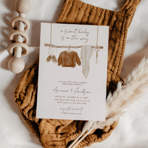 Invitation Fête Prénatale Bohème pour Bébé de Couple Unisexe
