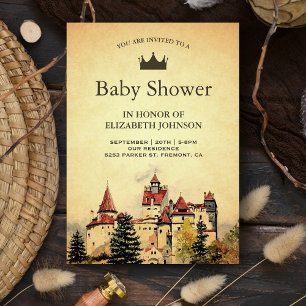 Invitation Fête Prénatale Château de Conte de Fées Royal Vint