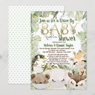Invitation Fête Prénatale Covid Bébé Genre Neutre Animaux Ave