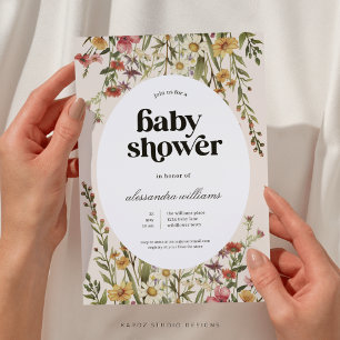 Invitation Fête Prénatale de Bébé au Genre Neutre Floral