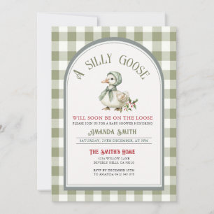 Invitation Fête prénatale de bébé Silly Goose Vert de Noël