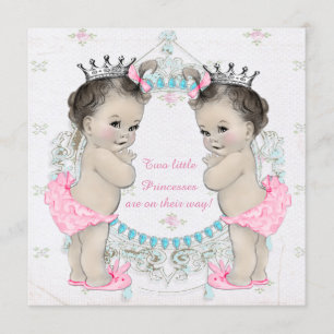 Invitation Fête Prénatale de Jumelles Princesses