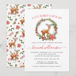 Invitation Fête Prénatale de Noël Bébé Renne Genre Neutre