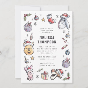 Invitation Fête prénatale de Noël de Winnie l'Ourson