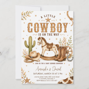 Invitation Fête Prénatale de Petit Cow-Boy Cheval à Bascule