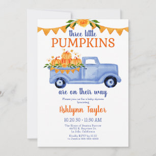Invitation Fête Prénatale des Triplés Little Pumpkin Tout en 