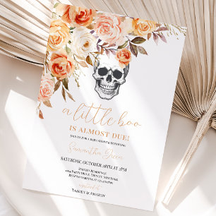 Invitation Fête Prénatale d'Halloween Crâne Floral