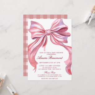 Invitation Fête Prénatale Fille : Arc en Rose et Gingham