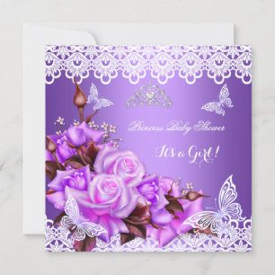 Invitation Fête Prénatale Fille Papillon Violet Rose Lilas Ro