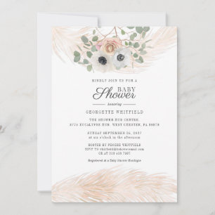 Invitation Fête Prénatale Fleurie Bohème Herbe des Pampas Fil