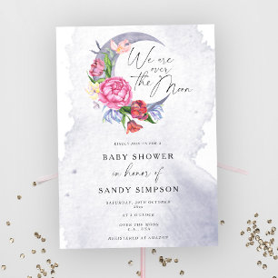 Invitation Fête prénatale Fleurs au clair de lune Bébé