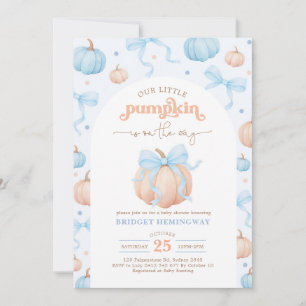 Invitation Fête Prénatale Garçon Petit Citrouille Bleu Pastel