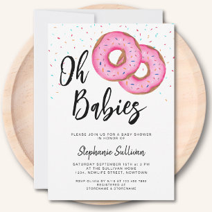Invitation Fête Prénatale Jumelles Donut