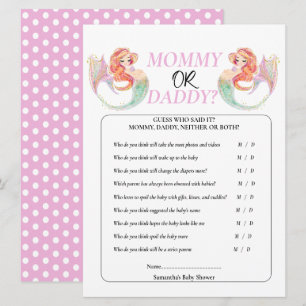 Invitation Fête prénatale La Sirène sous la mer. Maman ou Pap