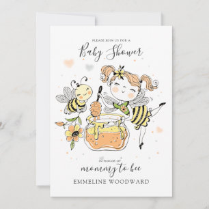 Invitation Fête Prénatale Maman Abeille à l'aquarelle
