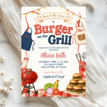 Fête Prénatale Mixte Bun & Burgers Gingham BBQ