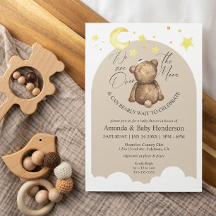 Invitation Fête Prénatale Ourson Au-Dessus De La Lune