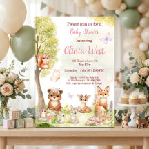 Fête Prénatale Petite Fille de la Forêt Animaux de