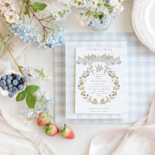 Invitation Fête prénatale pour bébé dans un jardin fleuri d'é