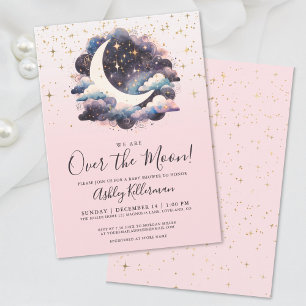 Invitation Fête Prénatale pour Bébé Fille au-Dessus de la Lun